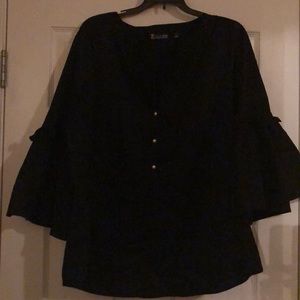 New York & Company Black Shirt With Bell Sleeves
